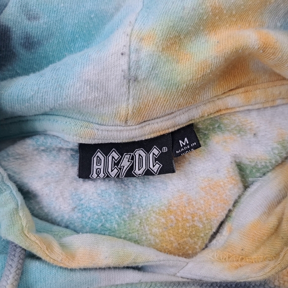 AC/DC Tie Dye Hoodie AC⚡️DC LOGO Pullover Front Pocket Size M - Picture 6 of 11